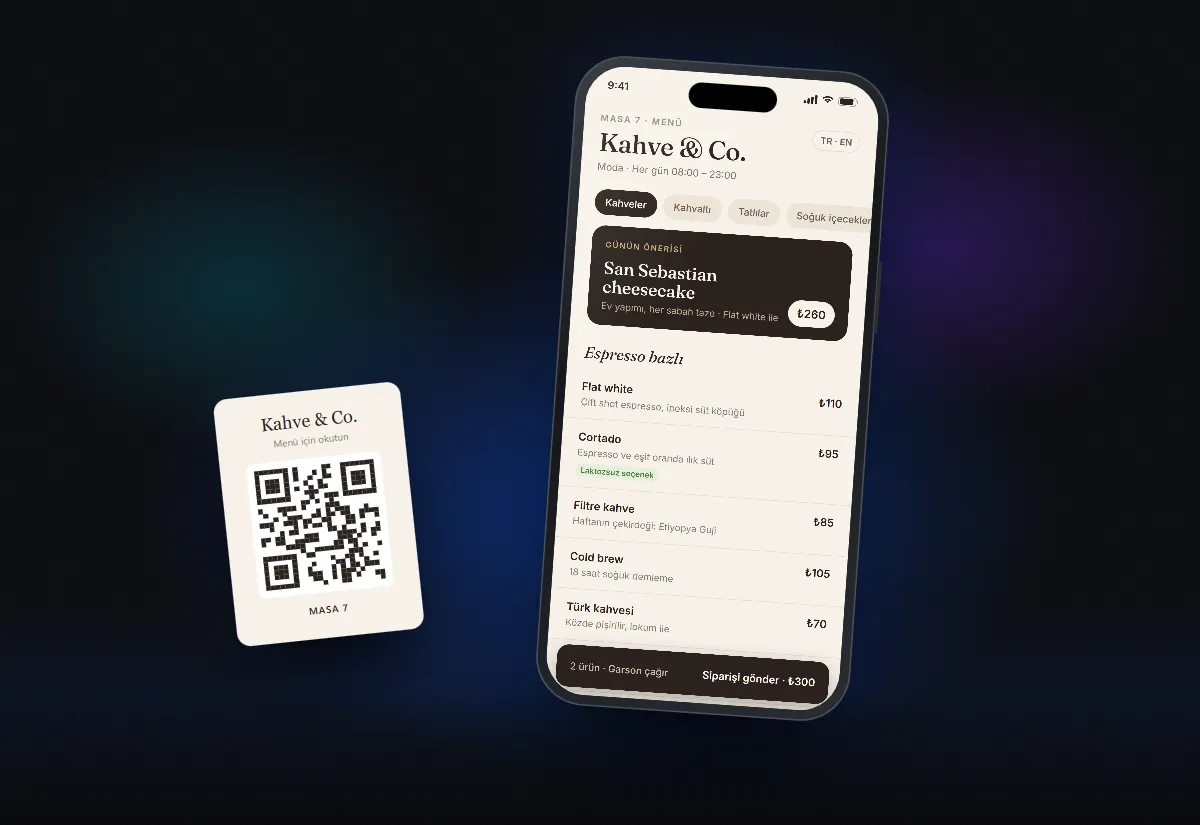 Kafe QR menü konsepti